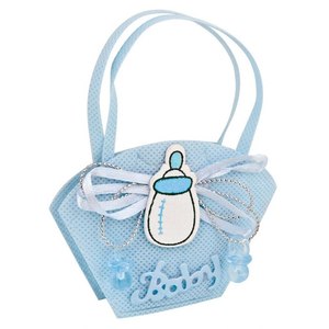 Misura su misura 6 pollici in metallo piccola borsa favore per il biberon luce blu con occasione di buon compleanno - Product Image 1