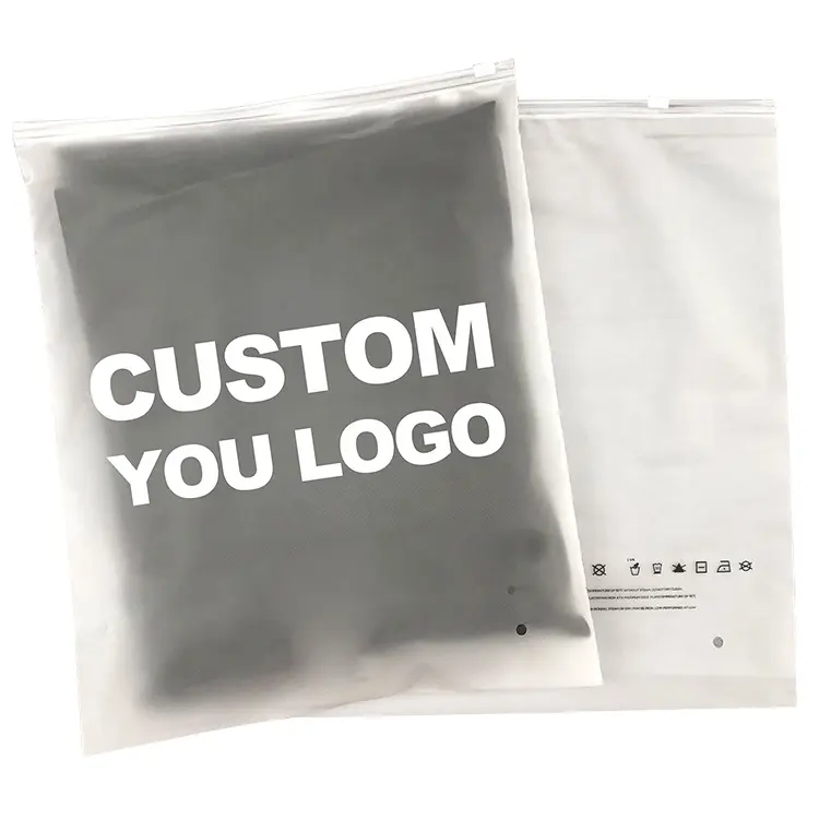 Apparel Packaging Resealable Matte Zip Lock Clothing Bags  Custom Printing Logo Clothes T-Shirt Swimwear Frosted Zipper Bags.