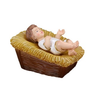 Set Regalo Battesimo Religioso con Scena della Natività in Poliresina Nascita di Gesù Bambino Artigianato in Resina - Product Image 1