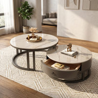 Table basse gigogne en pierre frittée à tiroirs, fonction télescopique, meilleur rapport qualité-prix, pour salon et petits espaces