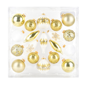 Gold and White Stained <b>Glass</b> Ball Pendant Christmas <b>Tree</b> Scene Decoration Holiday Supplies - Product Image 1