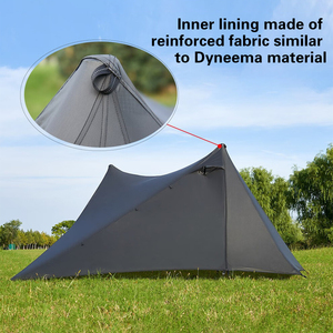 Carpa Ultraligera para 2 Personas, Sin Postes, con Soporte para Bastones de Trekking, Nailon 15D, Impermeable, Resistente al Viento, para Excursionismo, Senderismo y Viajes - Product Image 3