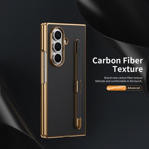 Advanced Carbon Fiber Texture Phone Case for Samsung <b>Fold</b> 8 4 5 6 7 With Stylus Front <b>Screen</b> Protector Plating Shockproof Cover - Product Image 5