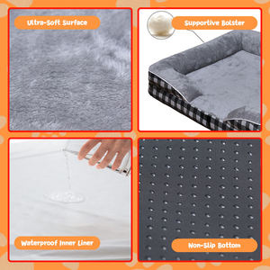 Cama ortopédica de lujo para mascotas, funda lavable extraíble, espuma de huevo, espuma viscoelástica, sofá impermeable, camas para perros grandes - Product Image 4