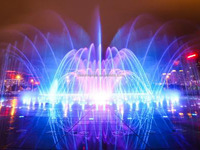 20m de diamètre extérieur sol musique terre sèche eau danse fontaine spectacle