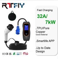 Chargeur EV portable 32A, apparence moderne, AC 7kW, type 2, charge rapide pour véhicules électriques, avec prise CEE, protection contre les fuites