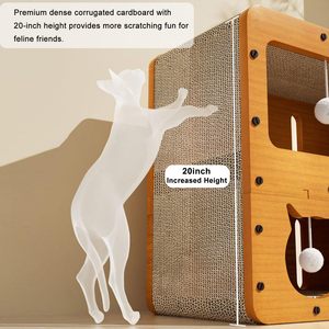 Maison et Lit à Gratter en Carton à 2 Niveaux – Poteau à Gratter Anti-Dommages pour Meubles pour Chats et Chatons - Product Image 3