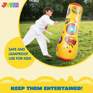 Sac de frappe gonflable pour enfants de 47 pouces, jouet de boxe gonflable à action rebondissante pour l'entraînement des enfants, cadeau pour jouer en intérieur et en extérieur - Product Image 5