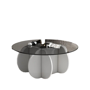JINSHAN, decoración para sala de estar, conjunto de madera de lujo de cristal redondo nórdico, mesas de centro modernas para el hogar - Product Image 1