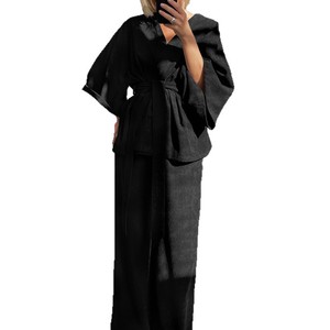 Роскошный модный вельветовый пижамный комплект с <span class=keywords><strong>V</strong></span>-образным вырезом, мягкий, с индивидуальным логотипом, длинный, из 2 предметов, на заказ, для женщин - Product Image 5