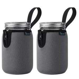 Venta caliente al por mayor barato 1 cuarto Mason Jars mangas neopreno 32oz boca regular y ancha Mason Jar mangas soporte con asa - Product Image 2