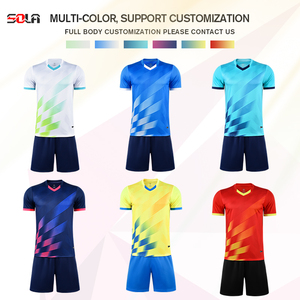 Uniseks Retro sepak bola Kit kustom grosir dicetak kaus seragam sepak bola atasan pelatihan celana pendek ODM layanan - Product Image 3