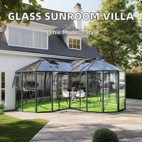Growell Serre de jardin extérieure Cadre en aluminium durable et solide avec verre trempé Assemblage facile