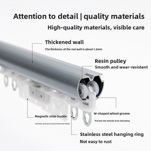 <span class=keywords><strong>Tringle</strong></span> à rideau noire en alliage d'aluminium, style nordique minimaliste, simple/double, épaissie, à montage latéral ou supérieur, pour - Product Image 3