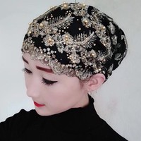 Soldes Chauds Turban de Nuit Noué pour Femme, Chapeau Ethnique Musulman Indien Uni pour Chimio Cancer, Vente en Gros