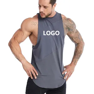 Custom Logo Heren Workout Tank Top Singlets Gym Stringer Muscle Tee Fitness Bodybuilding Mouwloze T-Shirt Heren Tank Tops