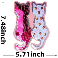 Patch brodé à sequins motif chat mignon, thermocollant, applique animale pour décoration DIY de vêtements, sacs et chapeaux