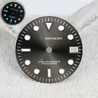 Nouveau cadran de montre en acier inoxydable bleu vert lumineux de 28,5 mm pour mouvement NH34