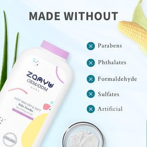 Marque privée Poudre de <span class=keywords><strong>talc</strong></span> pour bébé Magic Infant Poudre de chaleur épineuse pour garder la peau au sec avec le parfum d'aloès et la vitamine E - Product Image 3