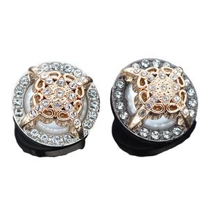 สวารอฟสกี้หินคริสตัลหรูหรา,ก้านตะปูติดกระดุมมุกฉลุลายเข็มเย็บผ้าเครื่องประดับโลหะสำหรับเสื้อโค้ท - Product Image 3