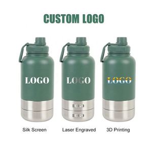 Bouteille d'eau portable 3-en-1 isotherme avec gamelles de rangement pour animaux de compagnie (chien et chat) – 32oz/1000ml – Personnalisable avec votre logo - Product Image 4