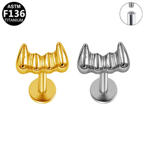 Boucles d'oreilles clous en titane motif zodiaque animalier, bijoux de piercing de qualité médicale G23 avec filetage interne pour cartilage d'oreille - Product Image 4