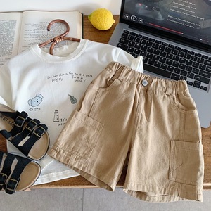 Pantaloncini Casual da Bambino, Stile Estivo Sottile, <span class=keywords><strong>Pantaloni</strong></span> <span class=keywords><strong>Cargo</strong></span> a Cinque Punti in Cotone Lavato, Modello Largo e Dritto - Product Image 3