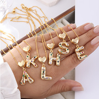 Collar con Iniciales de las 26 Letras del Alfabeto Inglés, con Incrustaciones de Circones Coloridos, Cadena Chapada en Oro de 18K para Uso Diario, Venta al Por Mayor