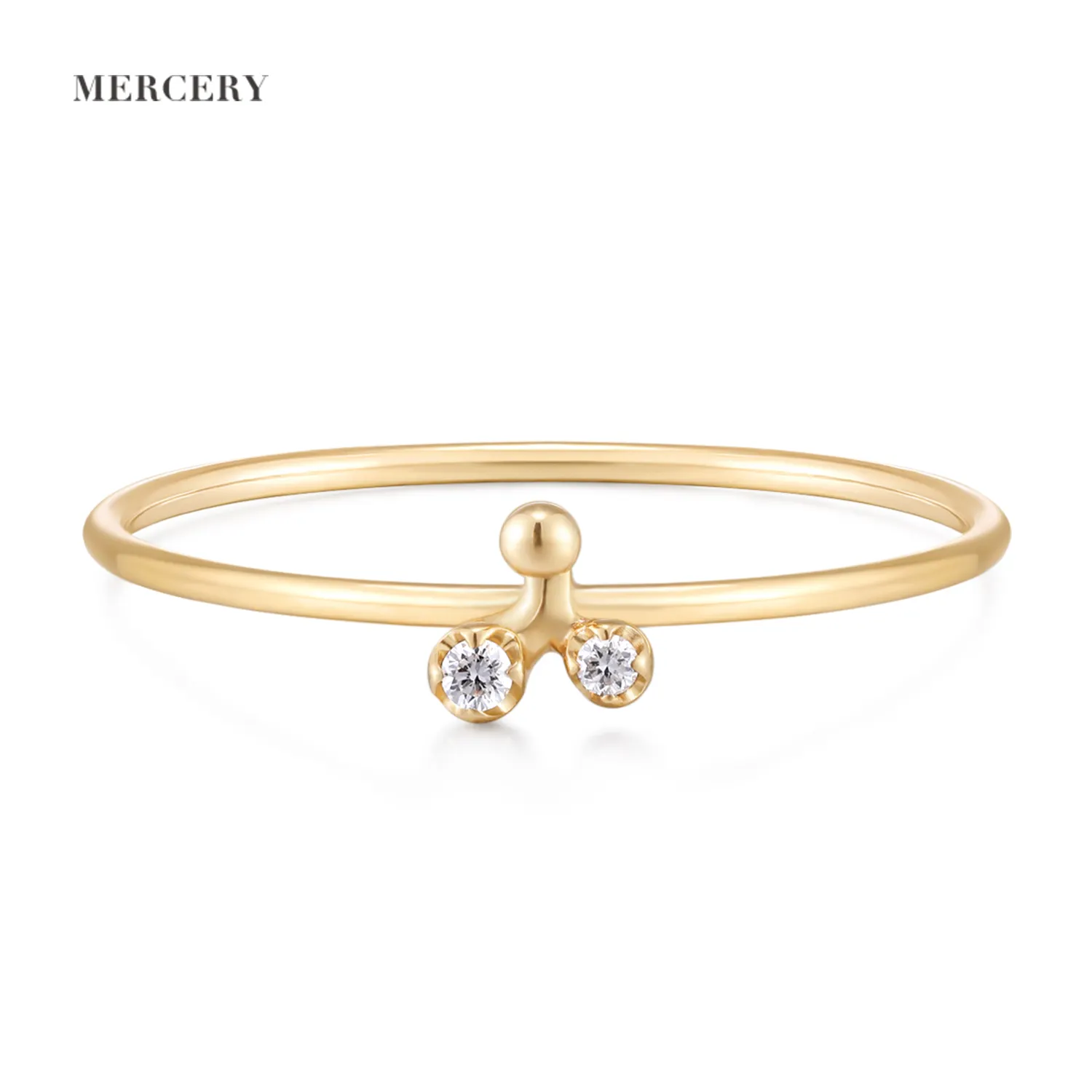 Mercery Unique Fashion Jewelry Diamond Rings Women Luxury 14K Yellow Gold Diamond Ring Fine Jewelry For Women