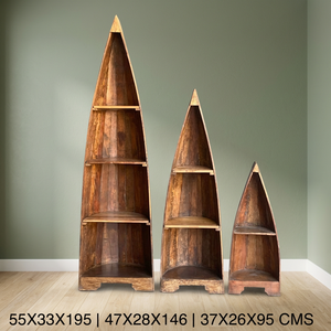 Best Collection Vintage <b>Wooden</b> Boat Style Bookshelf Unique Display Antique Himalayan Art - Product Image 4