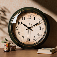 Jam Dinding Vintage Retro Bulat Desain Digital Quartz Gaya Antik Seni Dekorasi Rumah untuk Kamar Tidur untuk Pernikahan OEM Jam Tangan