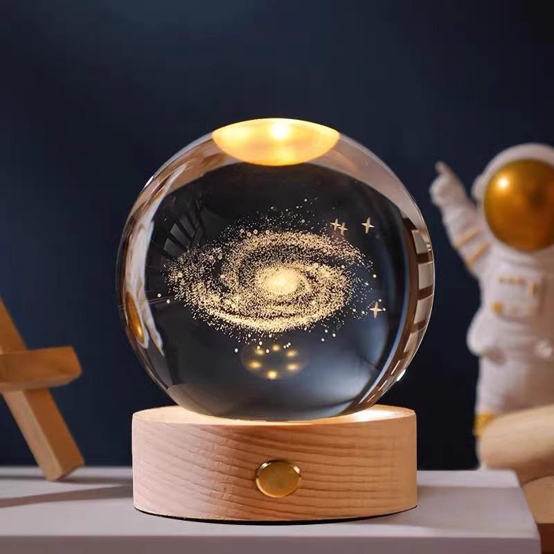 [Emballage boîte cadeau] Voie lactée boule de cristal 6cm - Lumineux tactile