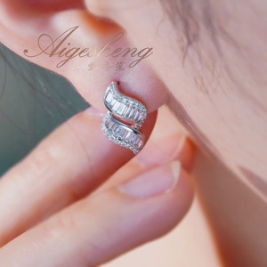 Aigesheng Tuyên Bố Đồ Trang Sức Thời Trang Độc Đáo <span class=keywords><strong>Stud</strong></span> Bông Tai Cho Phụ Nữ 18K Bất Rắn Vàng Tự Nhiên Kim Cương Bông Tai - Product Image 4