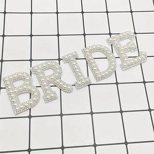 5 pièces/ensemble paillettes mariée strass perle bâton sur lettres pour fête décoration patchs tissu appliques lettres - Product Image 4