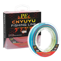 Ligne de pêche flottante tressée en PE de couleur unie CNYUYU X9, super résistante, 100 m pour rivière et lac