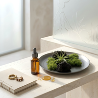 Diffuseur de parfum en roche volcanique botanique, plateau métallique personnalisé, paysage de mousse, ensemble de pierres aromatiques pour huiles essentielles, vente en gros pour la décoration intérieure