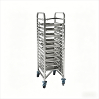 Chariot mobile à 15 niveaux en acier inoxydable pour plaques de cuisson GN, étagère de refroidissement pour boulangerie, hôtel, restaurant, cuisine