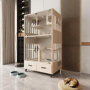 Villa pour chat extra large écologique Cage à chat en bois commerciale Modèle solide Fermeture à bouton Nid Cabinet pour intérieur/extérieur - Product Image 3