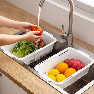 HANGSHAU 2024, accesorios <span class=keywords><strong>de</strong></span> <span class=keywords><strong>cocina</strong></span>, escurridor <span class=keywords><strong>de</strong></span> doble capa, cesta retráctil <span class=keywords><strong>de</strong></span> plástico para frutas y verduras, escurridor <span class=keywords><strong>de</strong></span> fregadero - Product Image 4