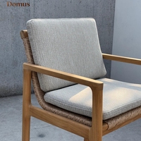 Tabouret de bar extérieur en teck moderne avec coussin, confortable et durable, mobilier de jardin pour bar, restaurant, café