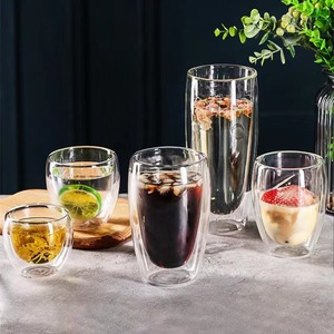 350ml Clear <b>Double</b> <b>Wall</b> Insulated Glass Coffee <b>Mugs</b> Heat-Resistant High Borosilicate Minimalist Design for Latte Milk Cold - Product Image 4