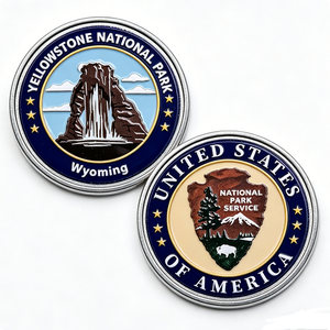 Pièce de monnaie commémorative personnalisée du Parc National de Yellowstone, en alliage de zinc émaillé, pour le Nouvel An chinois - Product Image 2