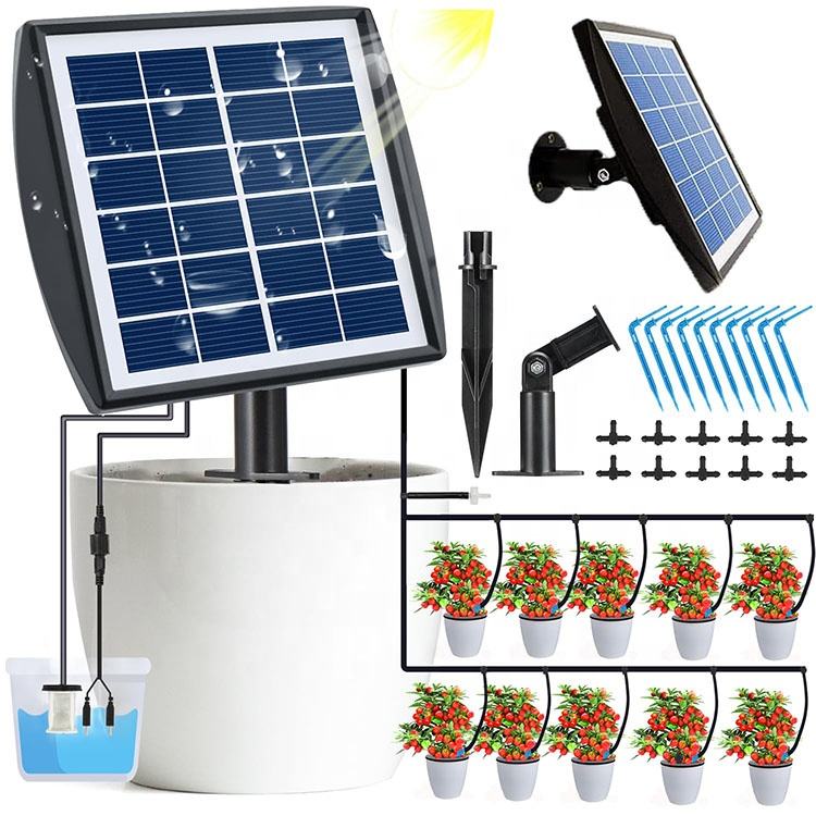 Solar Auto Drip Irrigation System Kit 10 Potted Automatic Self Anti ...