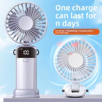 Nouveau mini ventilateur portable pliable à suspendre au cou ou à poser sur le bureau, diffuseur d'arômes, alimenté par USB, 2000-4000mAh, 5 vitesses, 15h d'autonomie