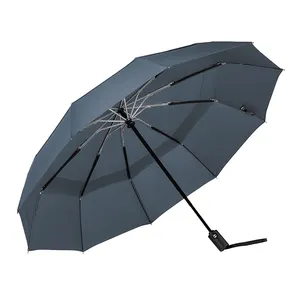 High Quality Colorful Auto Open Close Double Layer 3 Folding Umbrellas With Logo Prints Custom Made