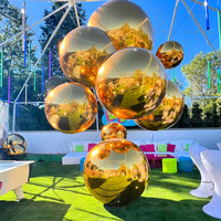 Boule miroir gonflable dorée, grandes boules réfléchissantes brillantes, ballon en PVC, sphère géante violette pour les événements de Noël, les fêtes, les décorations de mariage