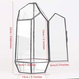 Terrario Grande Personalizzabile in Metallo e Vetro per Piante, Terrario a Casetta Nero in Vetro per Piante Grasse con Apertura, Serra a Terrario in Vetro per Piante - Product Image 3