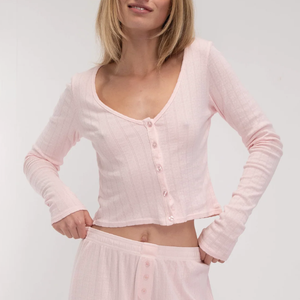 Cardigan à manches longues pour <span class=keywords><strong>femme</strong></span>, <span class=keywords><strong>col</strong></span> <span class=keywords><strong>en</strong></span> <span class=keywords><strong>V</strong></span>, coupe ajustée, longueur courte, respirant, pointelle brodée, t-<span class=keywords><strong>shirt</strong></span> décontracté pour <span class=keywords><strong>femme</strong></span> - Product Image 1
