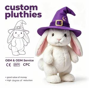 Peluche <span class=keywords><strong>personnalisée</strong></span> en gros, lapin mignon aux longues oreilles, poupée de peluche lapin sorcière d'Halloween, conception de logo personnalisé pour cadeau de vacances CE CPC - Product Image 1