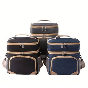 Sac isotherme extensible grand format pour adultes, durable, isolé, double couche, 600D, imperméable, pour pique-nique, boîte à lunch, compartiment sec/humide - Product Image 1